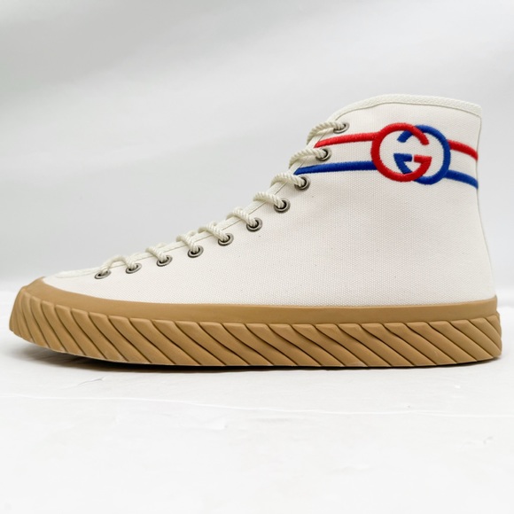 Gucci Interlocking G Logo Canvas High Top Sneakers - Picture 9 of 16